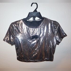 SHEIN Shimmering Silver Crop Top
